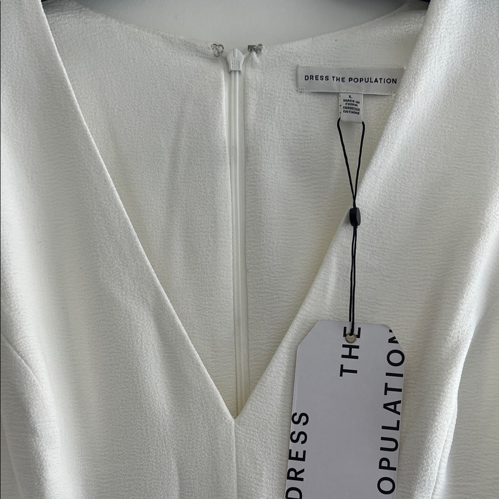 Dress the Population Ivory V-Neck Dress